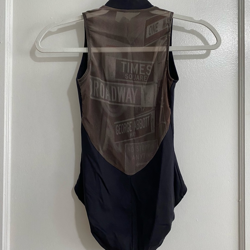High Neck Capezio Zip-Up Leotard with NYC Street Sign Detail